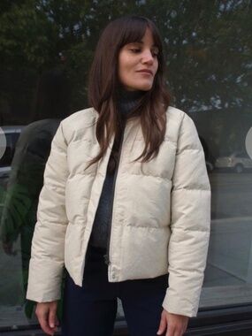 Ali Golden grosgrain puffer jacket in Bone